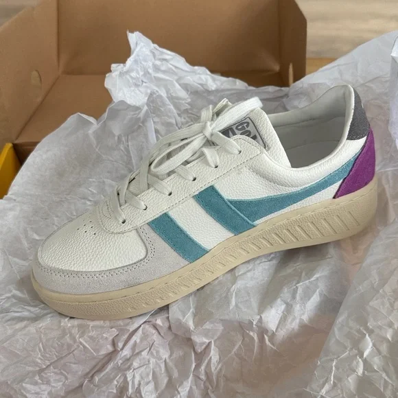 Gola GrandSlam Trident Sneakers. White Ocean/Ash - Picture 7 of 13